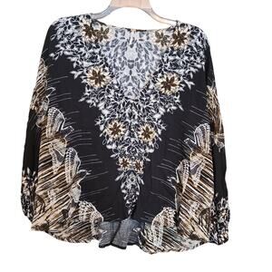 Free People Birds of a Feather Deep V-neck Peasant Blouse sz Small